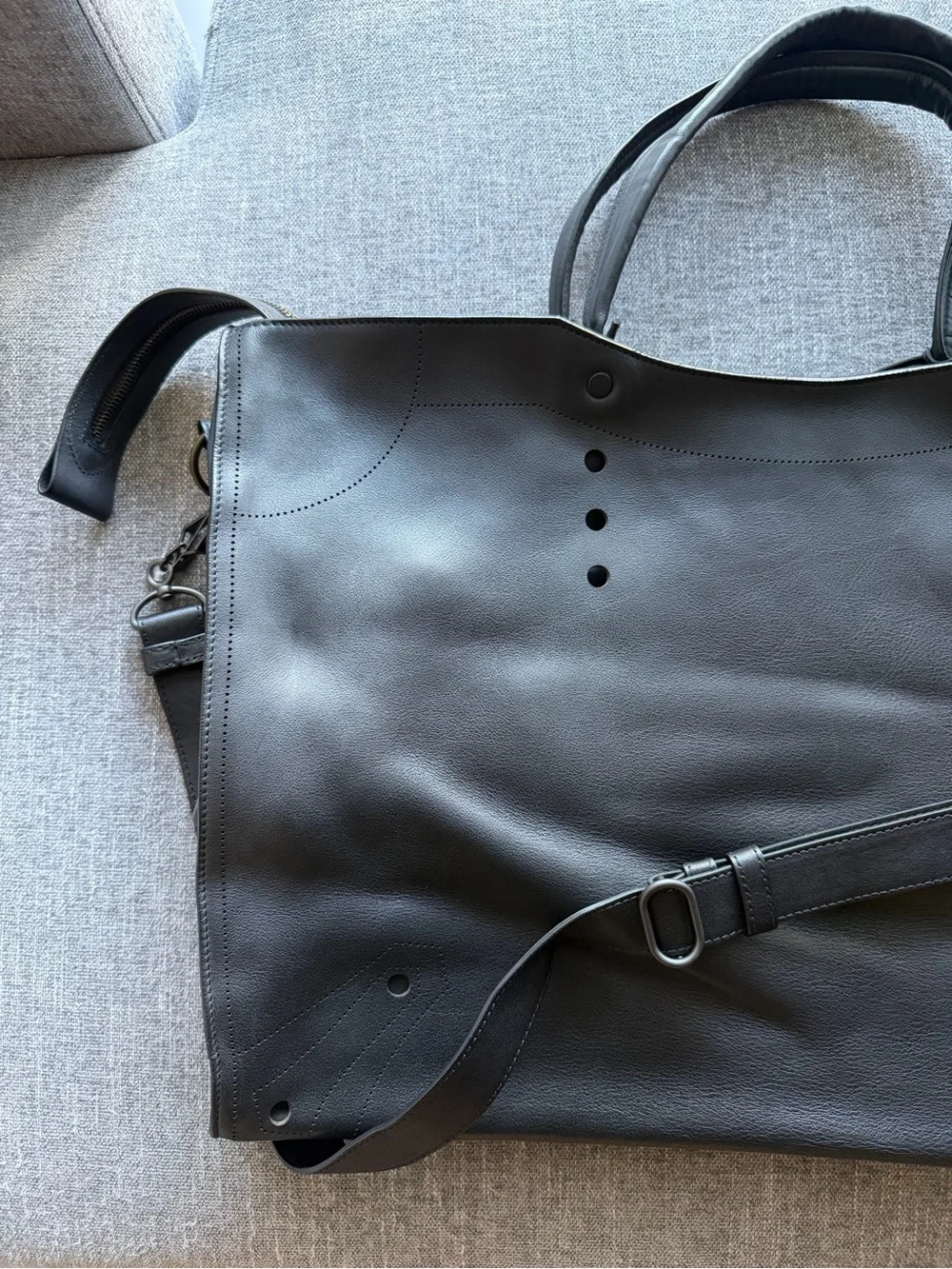 Balenciaga Blackout City XL Smooth Black Leather Large Tote Bag